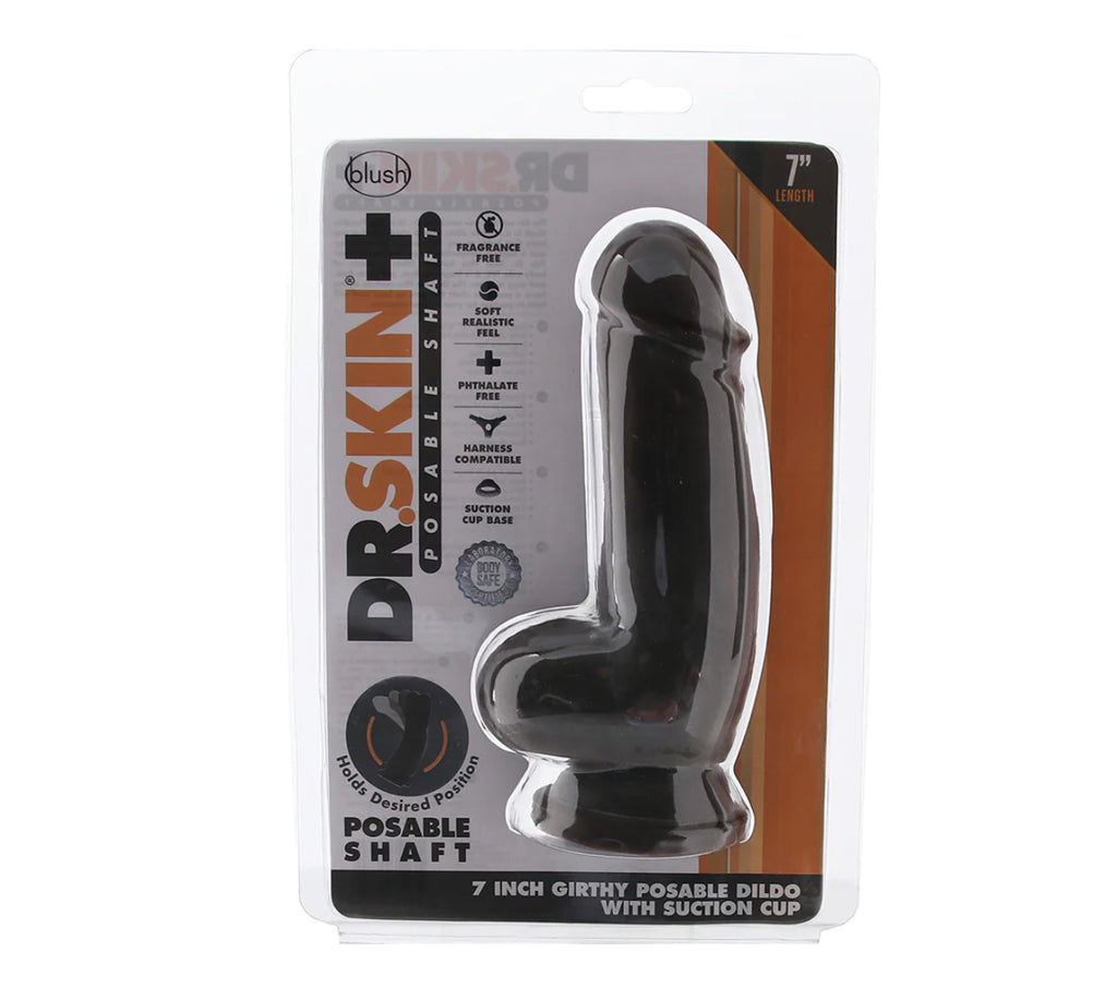 Dr. Skin Plus 7 Inch Girthy Poseable Dildo in Chocolate